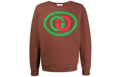 GUCCI Sweatshirts Men's Brown Crew Neck Moderate Regular
