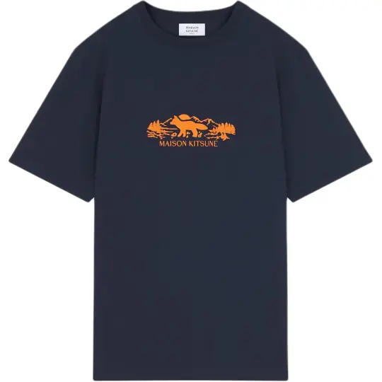 Maison Kitsuné Logo Embroidered Crewneck T Shirt