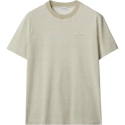 Burberry Logo Printed Striped Crewneck T-Shirt