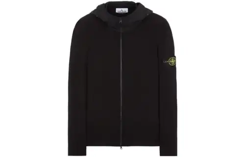 STONE ISLAND Sweatshirts Men's Black Hooded Moderate Regular