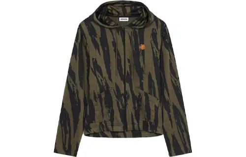 KENZO Sweatshirts Men's Army Green Hooded Moderate Regular