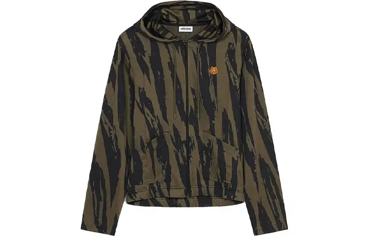 KENZO Sweatshirts Men's Army Green Hooded Moderate Regular