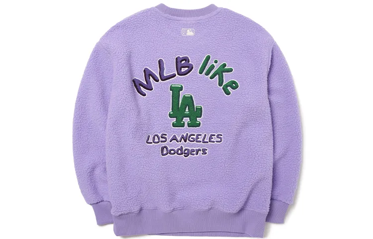MLB Los Angeles Dodgers Sweatshirts Unisex Purple Crew Neck Thickened Regular