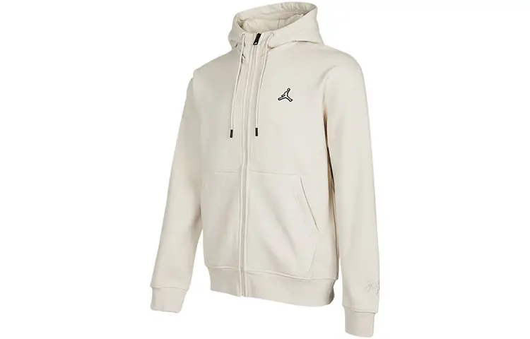 Jordan Sweatshirts Men's Ecru Hooded Moderate Cardigan