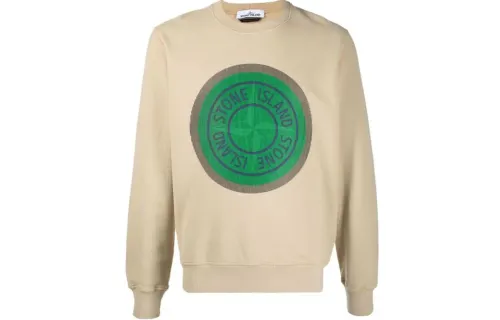 STONE ISLAND Sweatshirts Men's Beige Crew Neck Moderate Regular