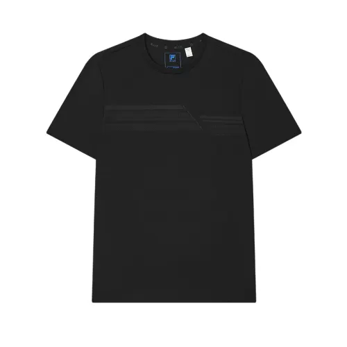 FILA T Shirts Men's Jet Black Crew Neck Moderate Straight Fit