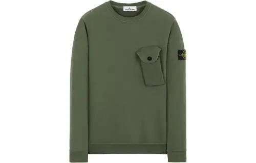 STONE ISLAND Sweatshirts Unisex Sage Green Crew Neck Moderate Regular