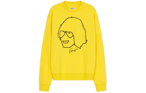 KENZO Sweatshirts Men's Yellow Crew Neck Moderate Regular
