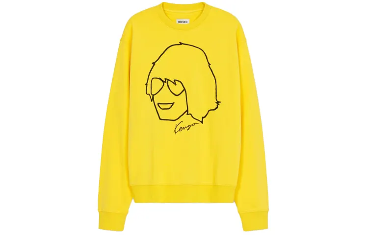 KENZO Sweatshirts Men's Yellow Crew Neck Moderate Regular