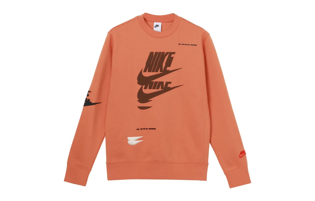 Nike Sportswear Essentials Sweatshirts Men's Orange Crew Neck Moderate Straight Fit