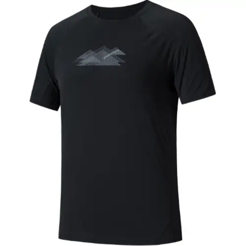 ANTA T Shirts Men's Black Crew Neck Moderate Straight Fit