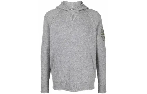 Stone Island Logo Embroidered Hooded Jumper