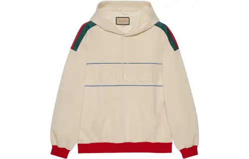 GUCCI Gg Embroidered Web Striped Hoodie