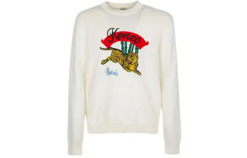 KENZO Knitwear Men's White Crew Neck Moderate Regular