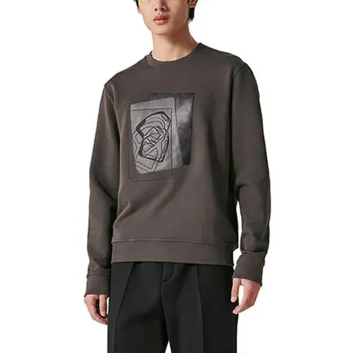 HERMES Sweatshirts Men's Coffee Crew Neck Moderate Regular