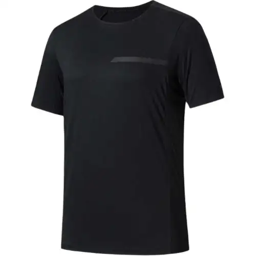 ANTA T Shirts Men's Black Crew Neck Moderate Straight Fit
