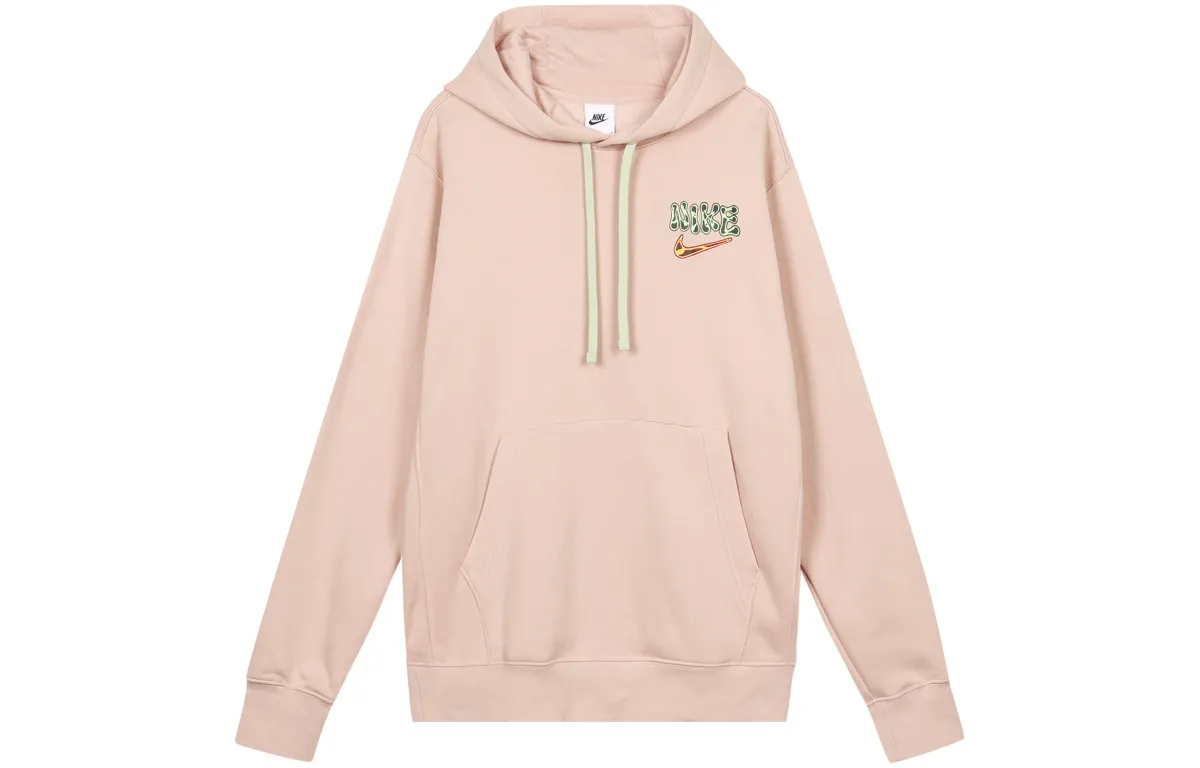 Nike Letter Logo Pullover Thickened And Fleece Lined Hooded Sweatshirt Men's Pink