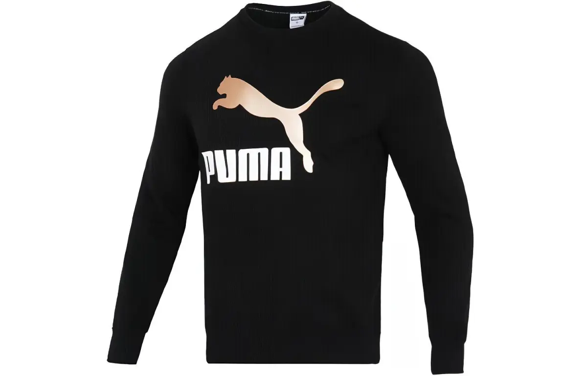 PUMA Sweatshirts Men's Black Crew Neck Moderate Regular