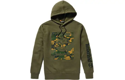 Timberland Sweatshirts Men's Green Hooded Moderate Regular