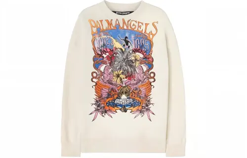 PALM ANGELS Sweatshirts Men's Ecru Crew Neck Moderate Other