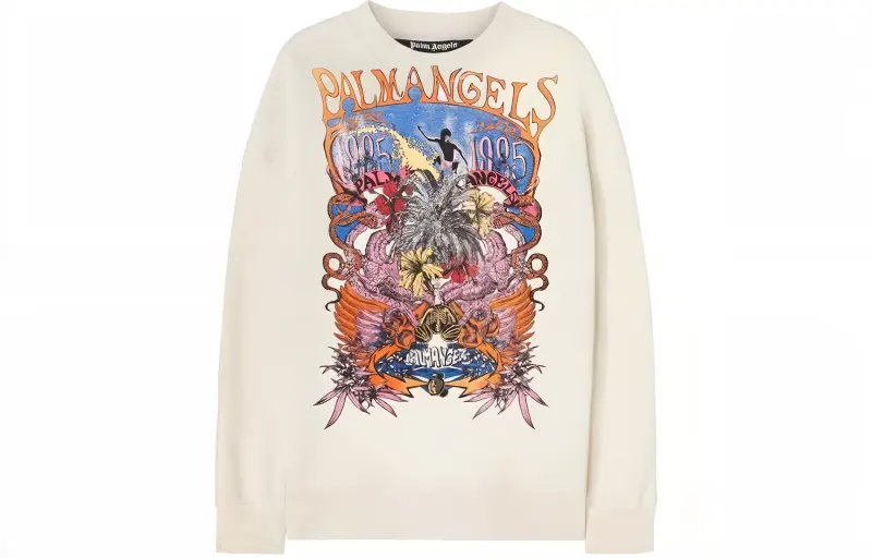 PALM ANGELS Sweatshirts Men's Ecru Crew Neck Moderate Other