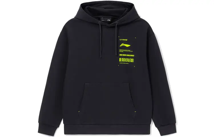 Li Ning Sports Fashion Collection Sweatshirts Unisex Black Hooded Moderate Regular