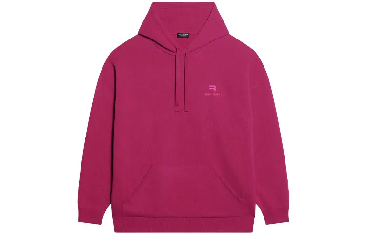 Balenciaga Sweatshirts Men's Rose Red Hooded Moderate Straight Fit