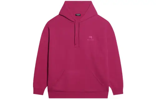 Balenciaga Sweatshirts Men's Rose Red Hooded Moderate Regular