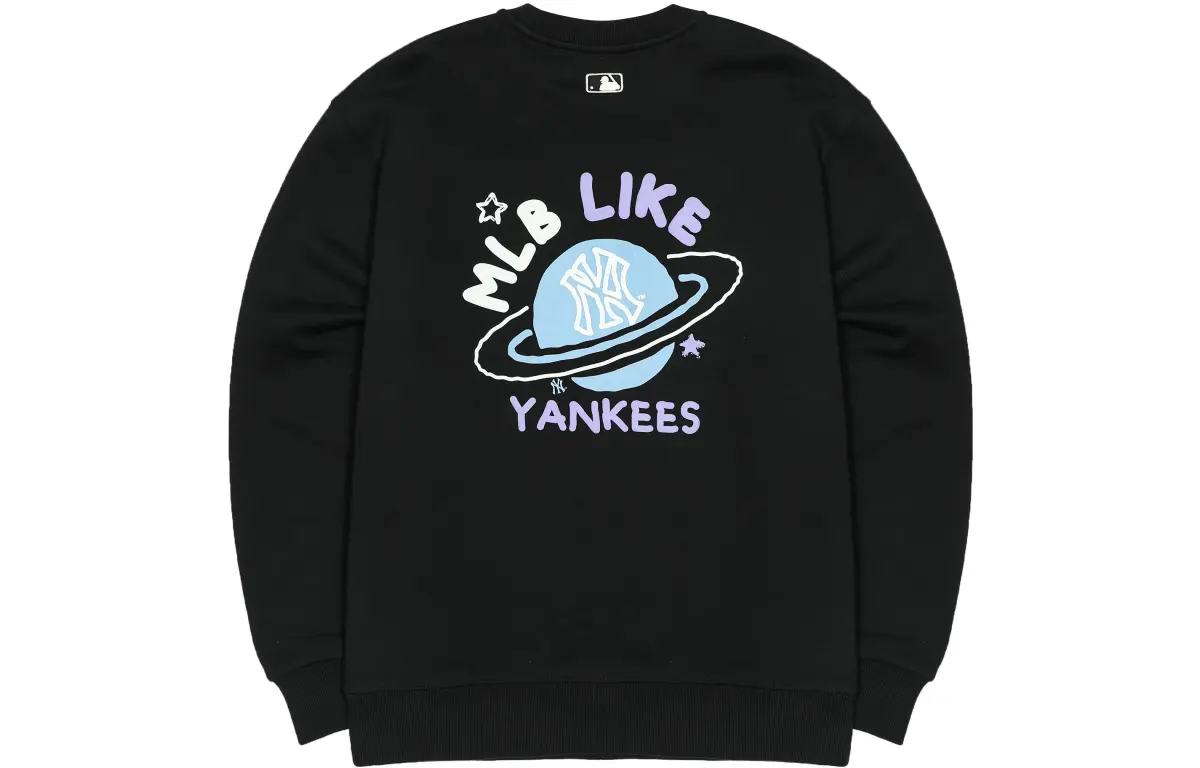 MLB New York Yankees Sweatshirts Unisex Black Crew Neck Moderate