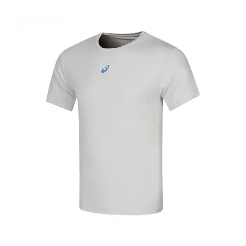 ASICS T Shirts Men's Light Gray Crew Neck Moderate Straight Fit