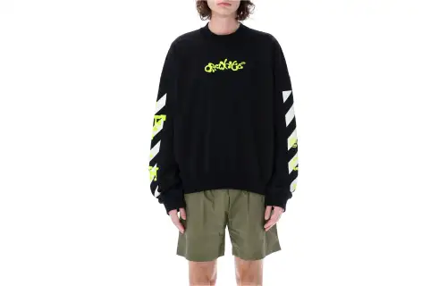 OFF WHITE Sweatshirts Men's Black Crew Neck Moderate Regular