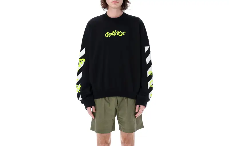 OFF WHITE Sweatshirts Men's Black Crew Neck Moderate Regular