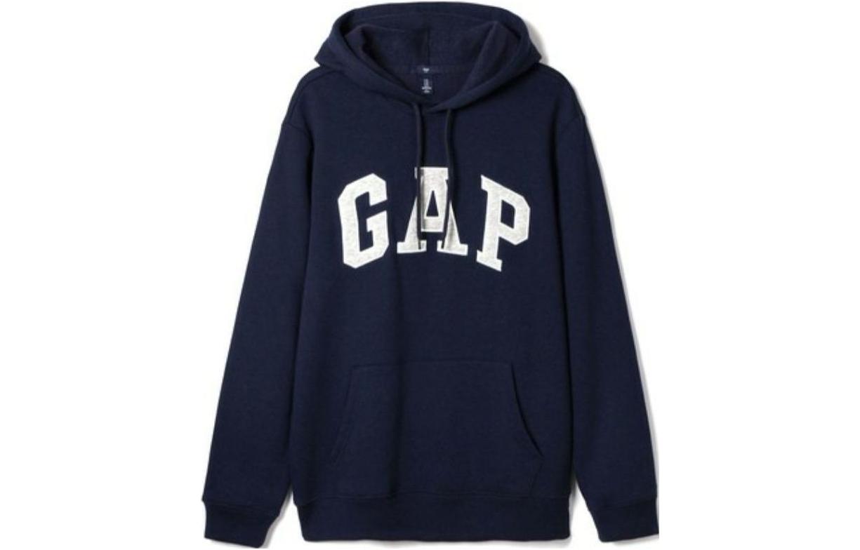 GAP Letter Logo Print Fleece Lined Hooded Pullover Long Sleeved Sweatshirt Men's