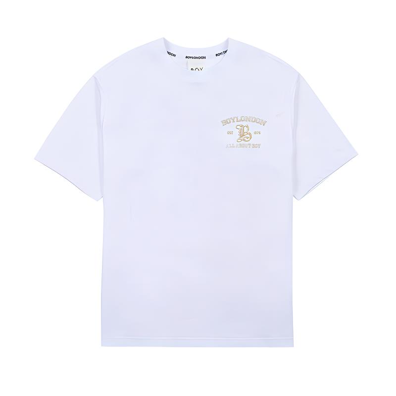 Boy London T Shirts Men's White Crew Neck Moderate