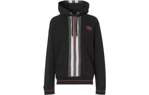 Burberry Sweatshirts Men's Black Hooded Moderate Regular