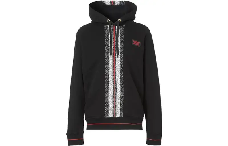 Burberry Sweatshirts Men's Black Hooded Moderate Regular