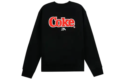 ANTA X Coca Cola Sweatshirts Men's Black Crew Neck Thickened Regular