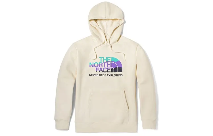 THE NORTH FACE Outdoor Casual Logo Print Fleece-Lined Hooded Pullover Sweatshirt Unisex Beige