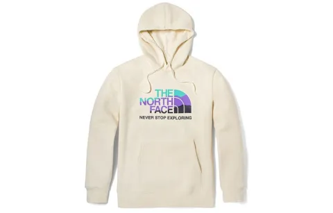 THE NORTH FACE Outdoor Casual Logo Print Fleece-Lined Hooded Pullover Sweatshirt Unisex Beige