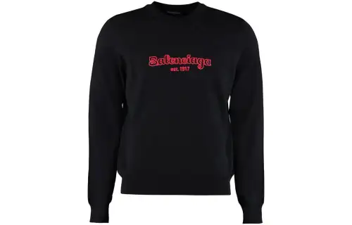 Balenciaga Sweatshirts Men's Black Crew Neck Moderate Regular
