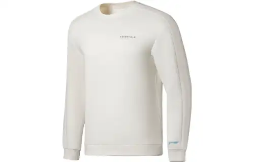 Li Ning Fitness Series Sweatshirts Men's Ecru Crew Neck Moderate Regular