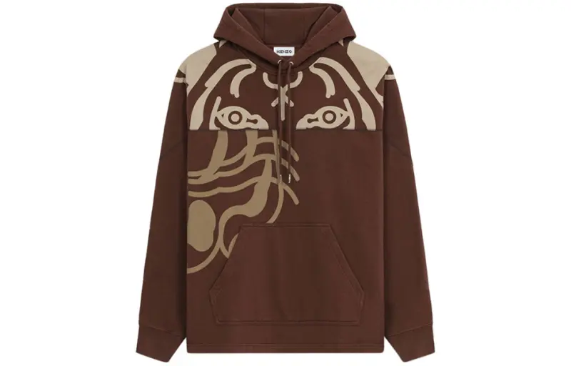 KENZO Sweatshirts Men's Dark Coffee Hooded Moderate Regular