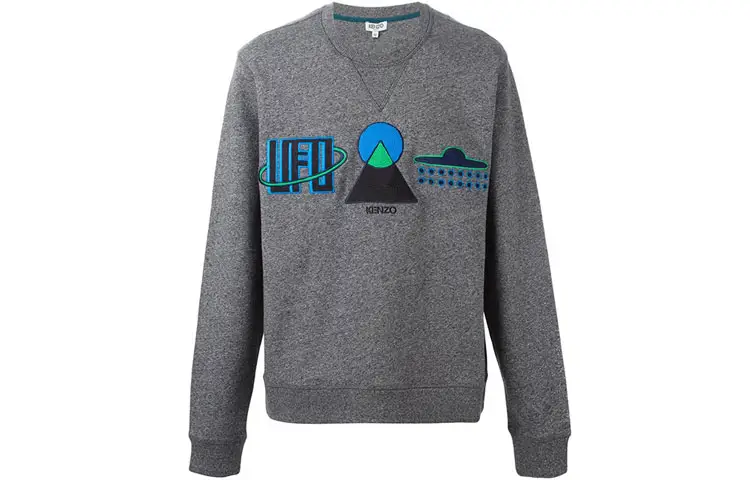 KENZO Sweatshirts Men's Gray Crew Neck Moderate Regular