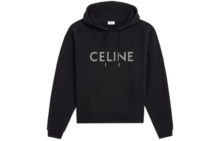 CELINE Celine, velvet black warm sweatshirt, with your logo imprint