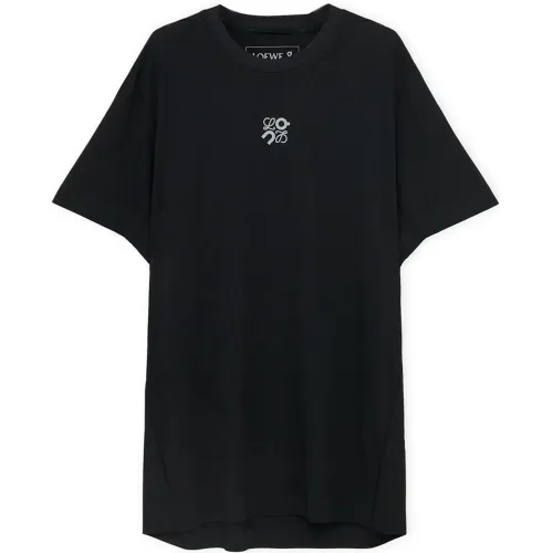 LOEWE X On T Shirts Men's Black Crew Neck Moderate Straight Fit