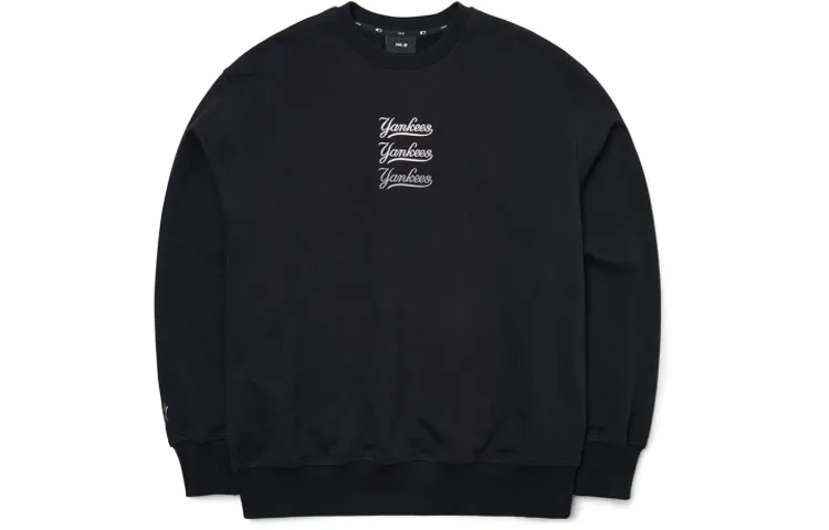 MLB Basic Logo Sweatshirts Unisex Black Crew Neck Moderate Straight Fit