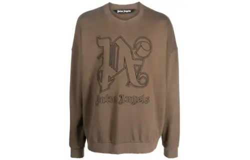 PALM ANGELS Logo Embroidered Crewneck Sweatshirt