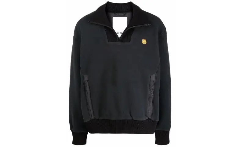 KENZO Sweatshirts Men's Black Stand Collar Moderate Regular