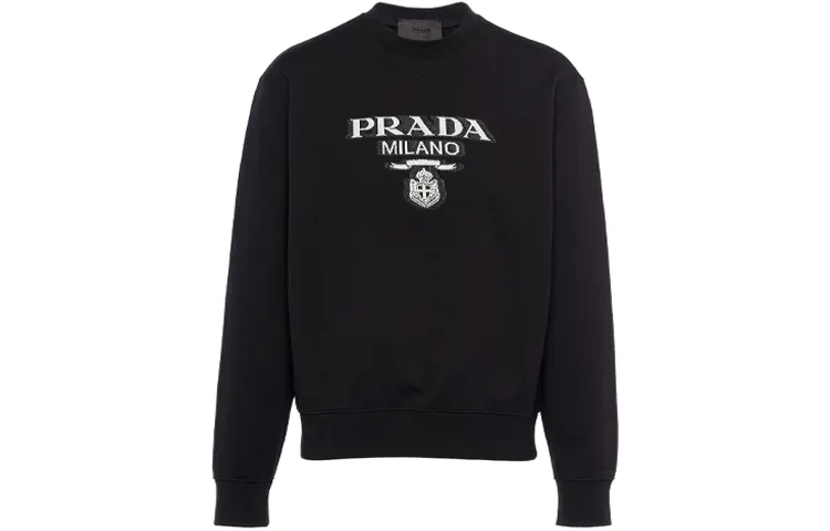 PRADA Sweatshirts Men's Black Crew Neck Moderate Regular