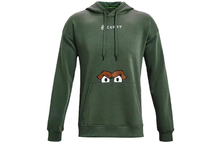 Under Armour Curry Sesame Hooded Printed Pattern Comfortable Casual Fleece Lined Long Sleeved Sweatshirt Men's Green